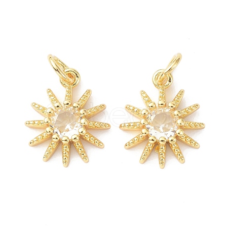 Brass Cubic Zirconia Charms ZIRC-C022-18G-1