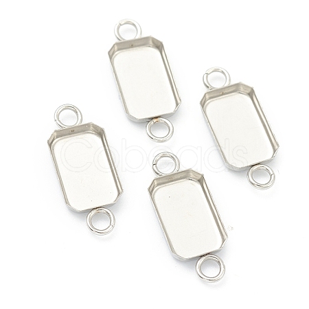 Tarnish Resistant 201 Stainless Steel Cabochon Connector Settings LS-STAS-H143-23P-1
