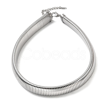 Non-Tarnish 304 Stainless Steel Flat Snake Chain Necklaces for Women NJEW-U049-01P-02-1