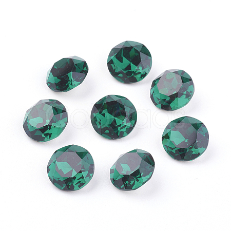 Pointed Back & Back Plated Glass Rhinestone Cabochons RGLA-J012-8mm-205-1