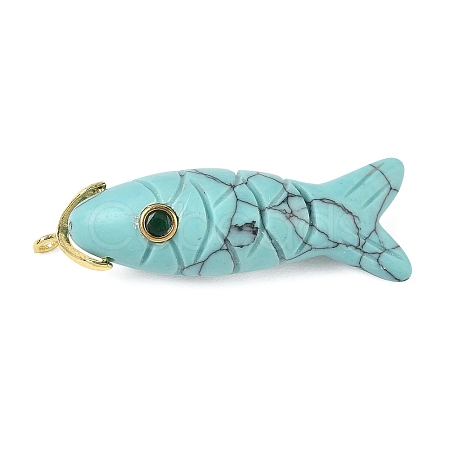 Synthetic Turquoise Carved Pendants X-G-P599-07G-08-1
