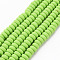 Handmade Polymer Clay Beads Strands, for DIY Jewelry Crafts Supplies, Flat Round, Light Green, 6~7x3mm, Hole: 1.5mm, about 113~116pcs/strand, 15.55 inch~16.14 inch(39.5~41cm)