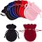 Velvet Gift Bags Drawstring Jewelry Pouches Wedding Favor Bags, Mixed Color, 9x7cm, 5 Colors, 10pcs/color, 50pcs/set