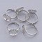 Brass Sieve Ring Bases, Adjustable, Lead Free, Cadmium Free and Nickel Free, Platinum Color, Ring: 17mm inner diameter, 3mm wide, Round Tray, 14mm in diameter