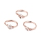 Natural Quartz Crystal Chips Finger Ring, Rose Gold Brass Wire Wrap Jewelry for Women, Inner Diameter: 18mm