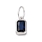 925 Sterling Silver Cubic Zirconia Charms, Colours, Rectangle, Midnight Blue, 8x5x2mm, Hole: 5x3mm