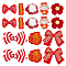 Chinese New Year Bowknot Flower Cloth Alligator Hair Clips Set, Hair Accessories for Spring Festival Children's Gift, Girl Pattern, 21~59x49~69x13~15mm, 8pcs/set