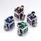 Cube with Flower Pattern Rack Plating Brass Enamel Prayer Box Pendants, Wish Box, Mixed Color, 16x10x17mm, Hole: 5x3mm