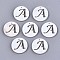 Natural Freshwater Shell Charms, Flat Round with Hollow Out Letter, Letter.A, 14.5x1.5mm, Hole: 0.9mm