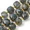 Natural Labradorite Beads Strands, with Seed Beads, Faceted Cube, 8~9x8~9x8~9mm, Hole: 0.9~1mm, about 35~39pcs/strand, 14.80''~15.16''(37.6~38.5cm)