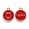 Alloy Enamel Pendants, Cadmium Free & Lead Free, Flat Round with Constellation, Light Gold, Red, Taurus, 22x18x2mm, Hole: 1.5mm