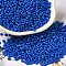 Baking Paint Glass Seed Beads, Donut, Blue, 8/0, 2.5~3x1~1.5mm, Hole: 1~1.2mm, about 40909pcs/1pound