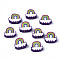 Handmade Polymer Clay Beads, Rainbow & Cloud, Indigo, 8.5~10.5x10~12.5x4~5mm, Hole: 1.8mm