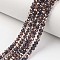 Electroplate Transparent Glass Beads Strands, Half Copper Plated, Faceted, Rondelle, Coconut Brown, 3.5x3mm, Hole: 0.4mm, about 113~118pcs/strand, 31~33cm