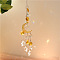 Quartz Crystal Big Pendant Decorations, Hanging Sun Catchers, Moon, Goldenrod, 38cm