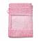 Linen Pouches, Drawstring Bags, with Organza Windows, Rectangle, Pearl Pink, 14x10x0.5cm