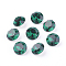 Pointed Back & Back Plated Glass Rhinestone Cabochons, Grade A, Faceted, Flat Round, Emerald, 8x4.5mm