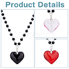 3Pcs 3 Colors Glass Heart Pendant Necklaces Set with Plastic Beaded Chains NJEW-FI0001-40-3