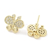Brass Micro Pave Clear Cubic Zirconia Studs Earring for Women EJEW-S217-C04-2