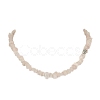 Natural Rose Quartz Chips Beaded Necklace & Stretc Bracelet SJEW-JS01281-02-4