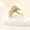 Ocean Theme Brass Micro Pave Cubic Zirconia Cuff Rings for Women RJEW-F184-17H-G-3