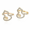 Brass Micro Pave Clear Cubic Zirconia Peg Bails Adjustable Finger Ring Settings KK-S356-173G-NF-1