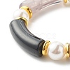 Chunky Acrylic Curved Tube Beads Stretch Bracelet for Teen Girl Women BJEW-JB06993-02-5