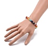 5Pcs 5 Style Natural & Synthetic Mixed Gemstone Round Beaded Stretch Bracelets Set with Alloy Tube Bails BJEW-JB08920-4