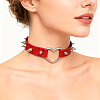 Adjustable Adjustable Gothic PU Leather Alloy Spike Rivet Heart Choker Necklaces for Women NJEW-WH20816-006P-C-6