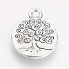 Tibetan Style Alloy Flat Round with Tree Pendants TIBEP-Q043-314-RS-2