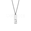 304 Stainless Steel Rectangle with Laser Cut Initial Pendant Necklaces FS-WG71FEF-11-1