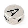 925 Sterling Silver Flat Round with Letter Beads STER-G044-01AS-A-2