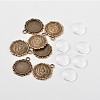Flower Alloy Pendant Cabochon Settings and Half Round/Dome Clear Glass Cabochons DIY-X0221-AB-FF-1