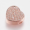 Brass Micro Pave Cubic Zirconia Beads KK-I614-055RG-1