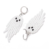 Halloween Woven MIYUKI Seed Beads Ghost Hoop Earrings EJEW-JE05854-01-4