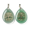 Natural Green Aventurine Teardrop Pendants G-Q175-01A-1