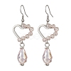 Heart with Teardrop Electroplate Glass Dangle Earrings for Women EJEW-JE06803-01-3