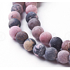 Frosted Natural Rhodonite Round Bead Strands G-E487-12-4mm-2