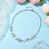 Flat Round Pearl with Bowknot Alloy Link Necklaces NJEW-JN04812-2