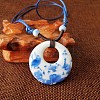 Ethnic Style Porcelain Pendant Adjustable Cord Necklaces for Women FS-WG62D6C-02-1