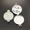 Hollow Flat Round Photo Frames Alloy Diffuser Locket Pendants PALLOY-J413-18S-1