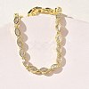 Horse Eye Brass Micro Pave Clear Cubic Zirconia Link Chain Bracelets for Women BJEW-C156-07B-G-3