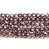 Transparent Electroplate Glass Beads Strands GLAA-F029-4mm-C05-1