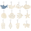 44Pcs 11 Style Wood Pendant Decorations HJEW-PH02316-1