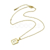 Ion Plating(IP) Rectangle with Initial Letter 304 Stainless Steel Pendant Necklace NJEW-R265-04G-L-3