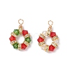 2Pcs 2 Colors K9 Glass and Brass Crystal Rhinestone Beaded Hexagon Pendants PALLOY-JF04343-1