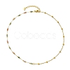 Natural & Synthetic Mixed Gemstone Faceted Round Beads Handmade Link Chain Necklaces with 316 Stainless Steel Chains NJEW-JN06059-3