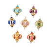 7Pcs 7 Colors Dyed Synthetic Imperial Jasper & Handmade Glass Seed Beaded Rhombus Connector Charms PALLOY-MZ00960-1