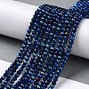 Electroplate Glass Beads Strands GLAA-H021-01B-FP03-3