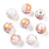 Floral Printed Porcelain Beads X-PORC-Q199-8mm-02-1